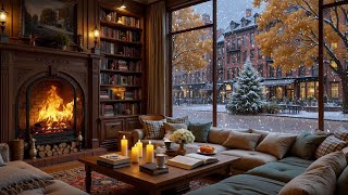 Quiet Snowy London Evening ❄️ Cozy Jazz Piano & Warm Candlelight Ambience for Study & Work