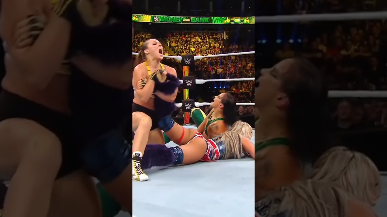 Ronda Rousey and Bazler trying to pin Liv Morgan #wwe #rondarousey #livmorgan