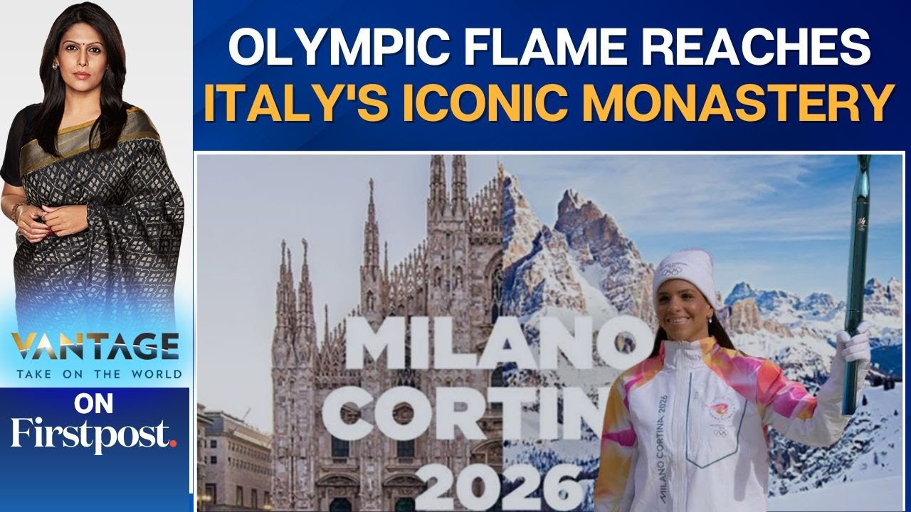 Milano Cortina Olympic Flame Stops By Italy's Certosa di Pavia Monastery | Vantage With Palki Sharma