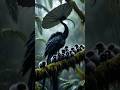 A Rare Sight! Umbrellabird Mother and Her Adorable Chicks in the Cloud Forest #birds #bird #birdnest