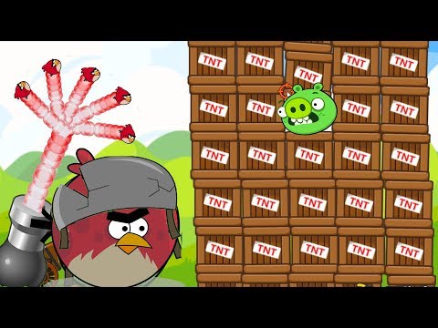 Angry Birds Collection Cannon 1 - HUGE TERENCE THROW 100 BIRDS TO BLAST BAD PIGS!