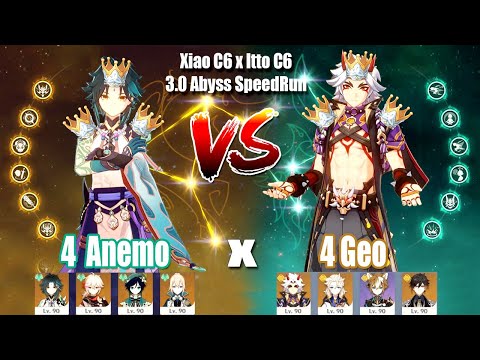 Xiao C6 4 Anemo x Itto C6 4 Geo Destroy 3.0 Floor 12 - Yellow & Green DMG Showcase