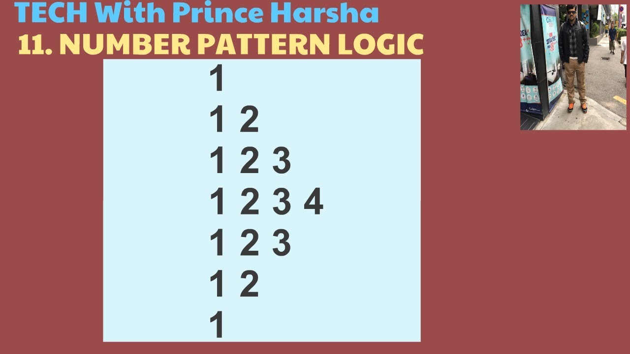 11.Number patterns in java - Program to print number pattern with for loop