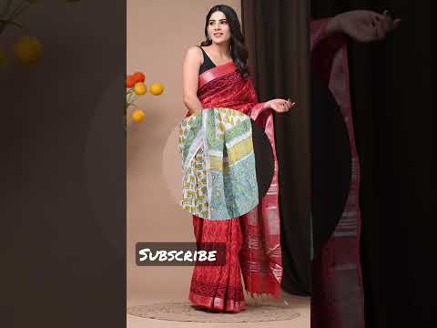 Ladies Printed Cotton Linen Saree