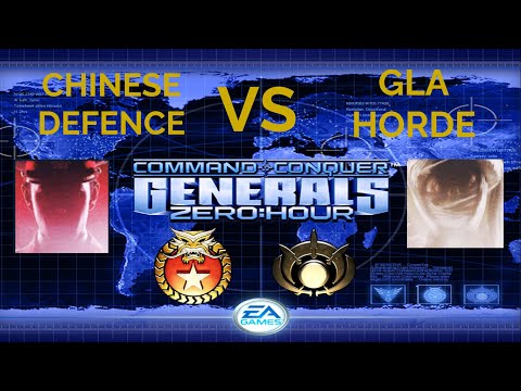 Command & Conquer Generals Zero Hour CHINESE DEFENCE VS GLA HORDE