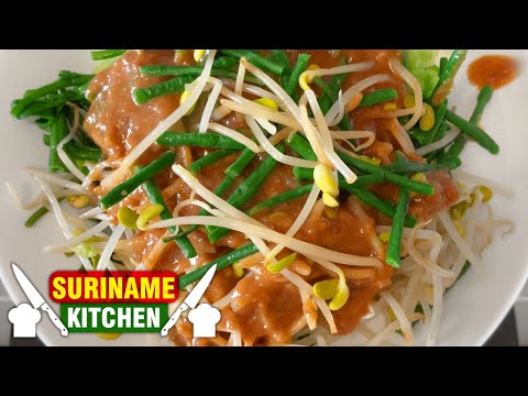 Surinaamse Pietjel Recept (Petjel Met Pinda Saus Verse Groenten) | Peanut Sauce Fresh Vegetables