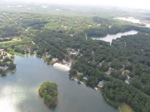 Gyro-Copter flying over Lake Tara GA Summer 2013