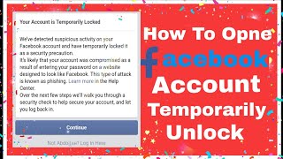 How to Unlock Facebook Account temporarily Locked urdu hindi || how to open disable Account 2019