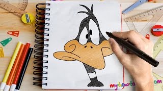 How to draw Daffy Duck - Easy step-by-step drawing lessons for kids