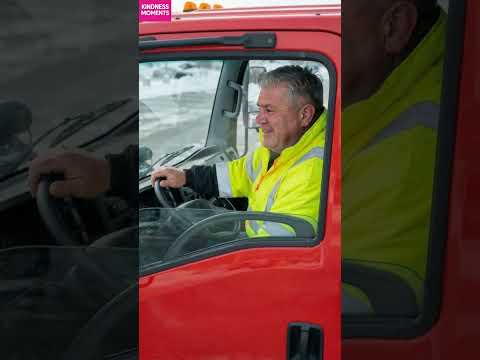 Kindness Biker's Snowy Karma Lesson! ❄️ #kindness #snowplow #shorts