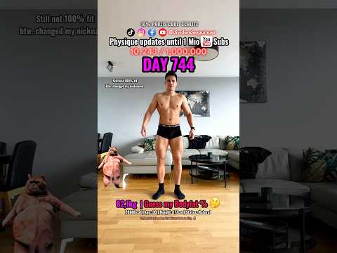 DAY 744: Physique updates until 1 Mio Youtube subs ✅ #transformation #fitness #beforeafter #viral