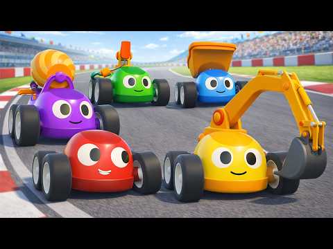 Let's race with the colorful cars! Children's cartoon of Service Vehicles