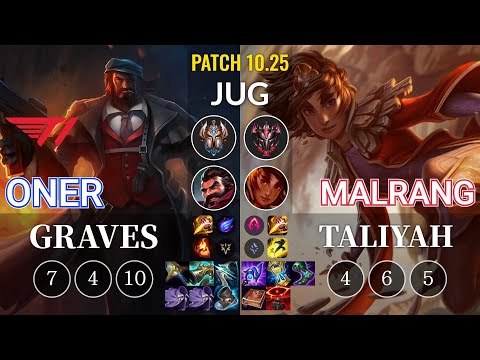 T1 Oner Graves vs Malrang Taliyah Jungle - KR Patch 10.25
