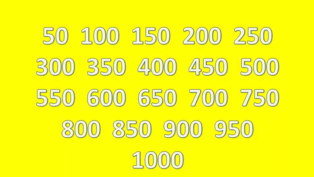 Learn Skip counting by 50 up to 1000