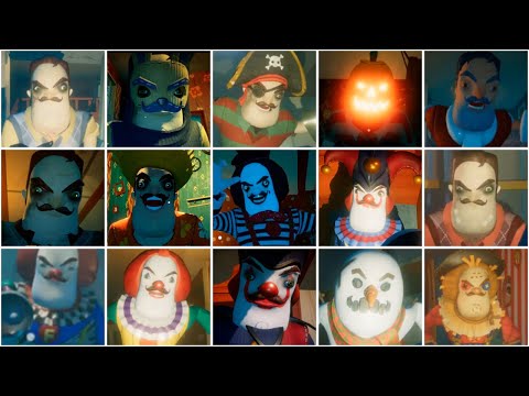 ALL NEIGHBORS JUMPSCARES - HELLO NEIGHBOR MULTIPLAYER