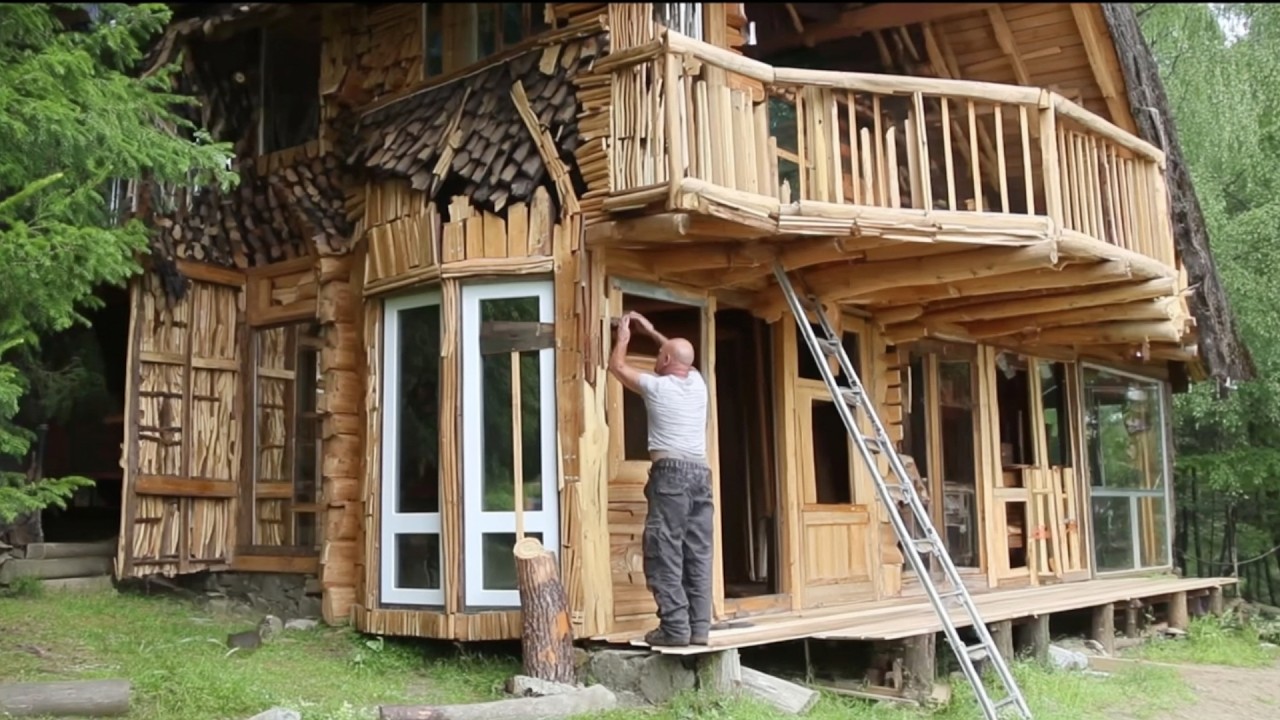 Man Builds 2-STORY Cabin ALONE in the Forest | Start to Finish by @lesnoy