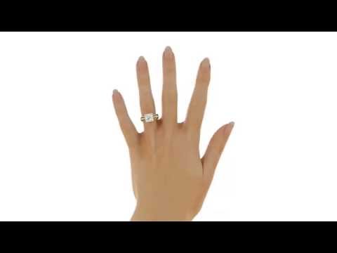 Princess Cut Semi Mount Round Diamond Split Shank Engagement Ring 14k Yellow Gold on a finger