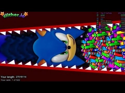 Slither.io A.I SONIC vs TINY Pro Snakes - Epic Skin Slitherio Vip Gameplay - World Record