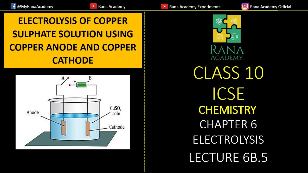 ELECTROLYSIS OF COPPER SULPHATE SOLUTION-COPPER ELECTRODES-CLASS 10 ICSE CHEMISTRY LECTURE 6B.5