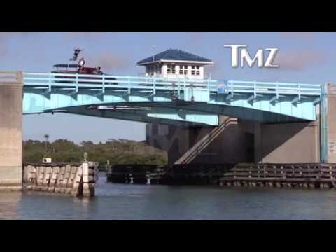 jumping off a bridge from a car on a trampoline!