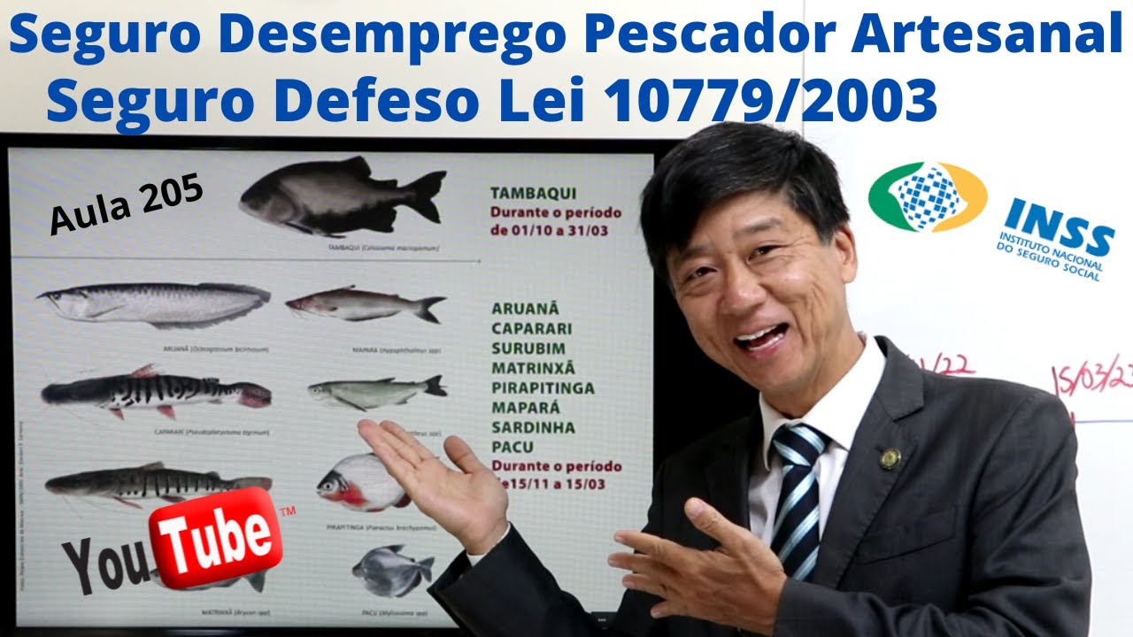 Seguro Desemprego Pescador Artesanal Seguro Defeso - Lei 10779/03 Parte 1 - Aula 205 Previdenciário.