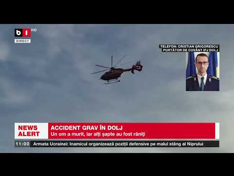 ACCIDENT GRAV ÎN DOLJ - CARAMBOL ÎNTRE DOUĂ MAȘINI ȘI O CĂRUȚĂ_Știri B1_25 oct 2022