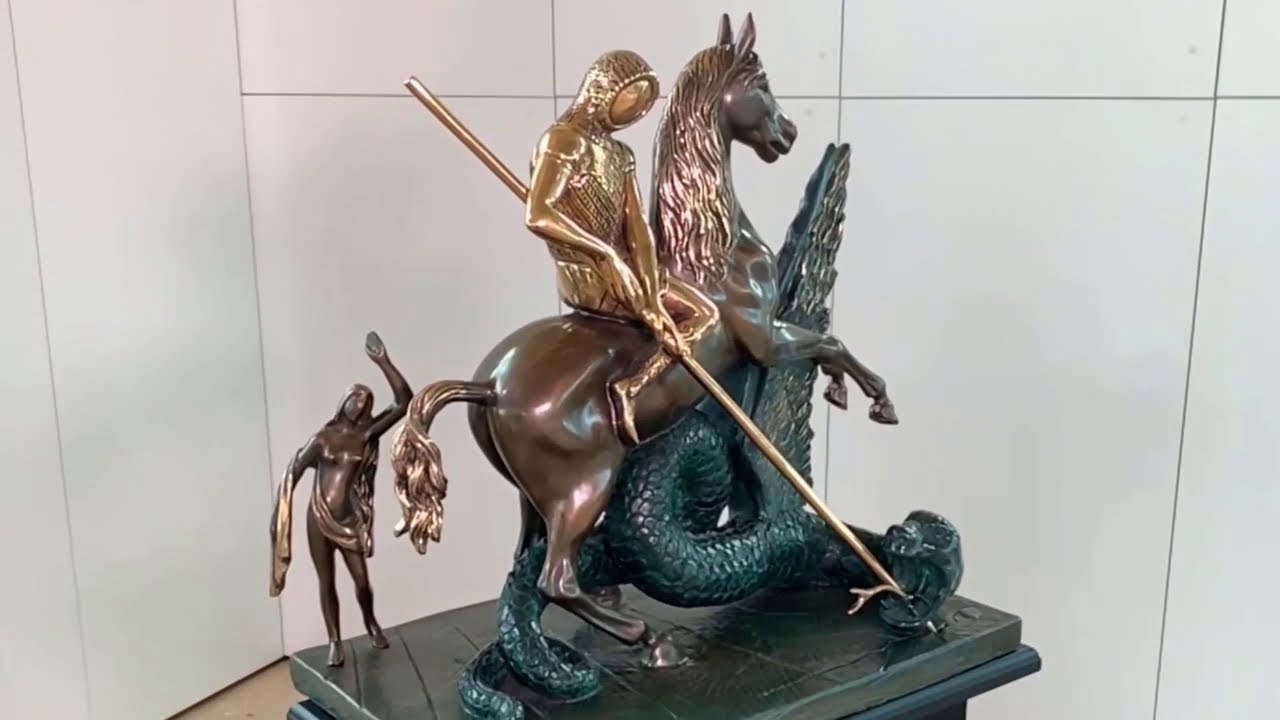 Salvador Dalí 'St George and the Dragon' bronze sculpture showcase
