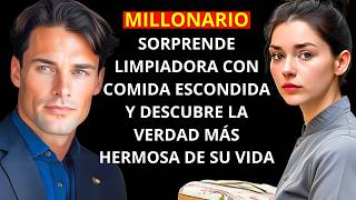 MILLONARIO SORPRENDE  LIMPIADORA CON COMIDA ESCONDIDA Y DESCUBRE LA VERDAD MÁS HERMOSA DE SU VIDA