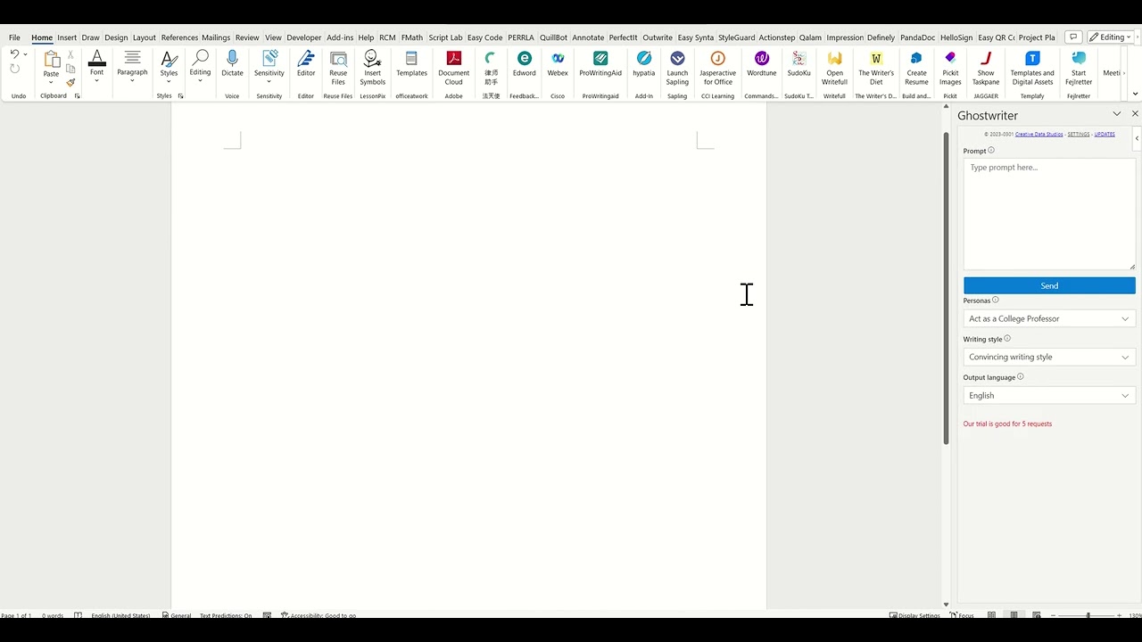 Word and ChatGPT integrated by GhostWriter