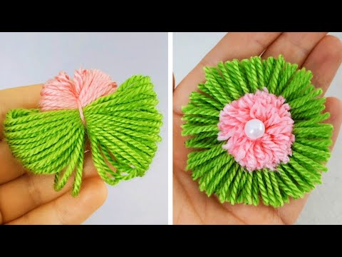 Superb Woolen Flower Making Trick Using Hair Comb - Hand Embroidery Amazing Flower - Sewing Hack