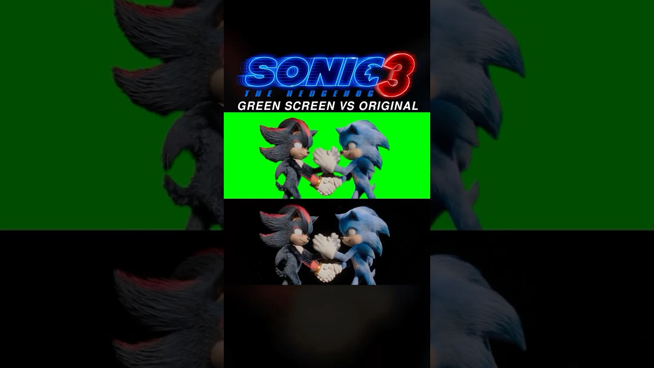 Sonic and Shadow Handshake meme - Green Screen Comparison - Sonic The Hedgehog 3