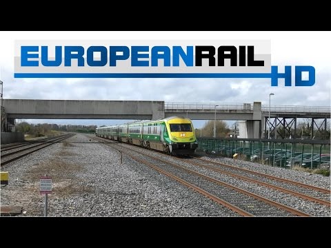 Iarnród Éireann Irish Rail 201 loco 218 + Mark 4 Set 4002 passes Adamstown Station