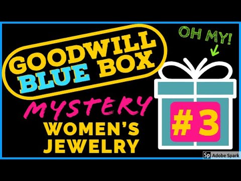 GOODWILL BLUE BOX UNBOXING | MYSTERY WOMEN'S JEWELRY BOX #3 OPENING REVEAL UNJARRING SILVER DIAMONDS