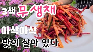 아주 특별한 맛 3색 무생채 가을 최고의 반찬  (자색고구마.수박무.김장무) 아삭아삭 씹는 맛이 다르다