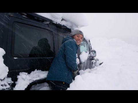 Hunkering Down During Massive California Blizzard in a Jeep