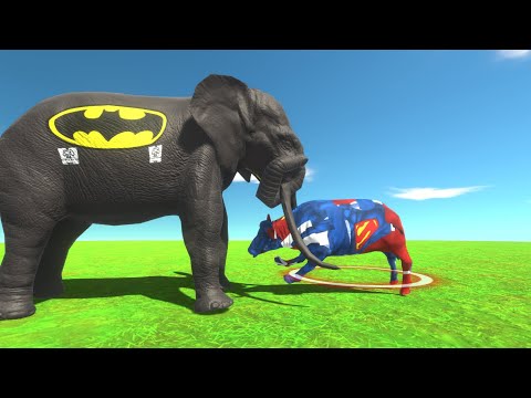 BATMAN ELEPHANT vs SUPERMAN COW BUFFALO - Animal Revolt Battle Simulator