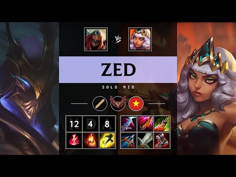 Zed Mid vs Qiyana: Quadra Kill, Legendary - VN Grandmaster Patch 14.24