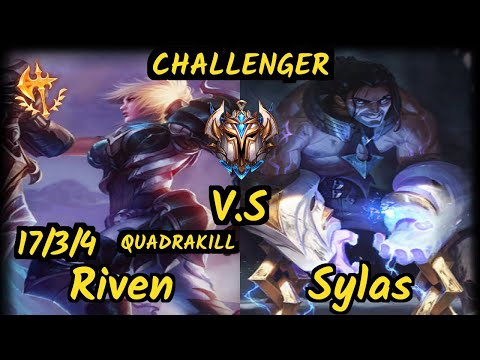 Papryze (RIVEN) vs SYLAS - QUADRAKILL 17/3/4 KDA TOP CHALLENGER GAMEPLAY - OC