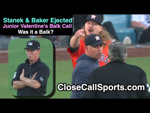 E116-7 - Ryne Stanek Ejected After Junior Valentine's Start-Stop Balk Call; Dusty Baker Tossed Too