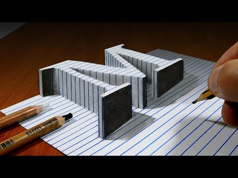Draw a Letter M on Line Paper   3D Trick Art