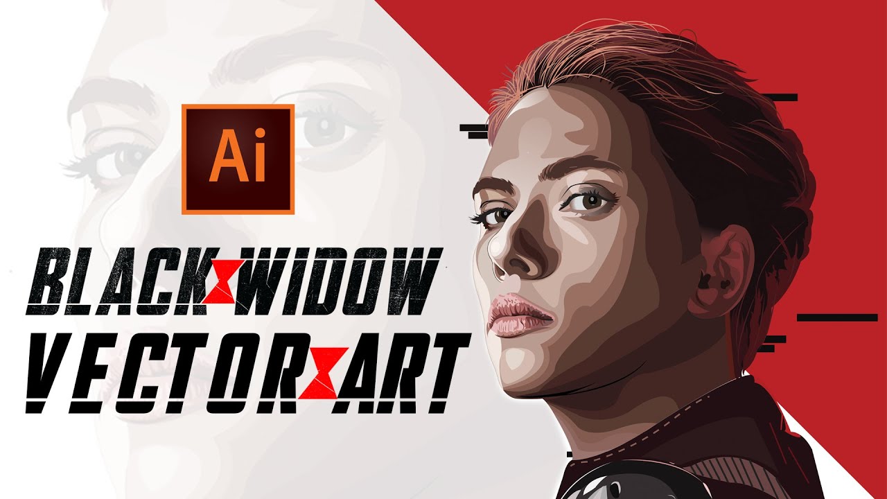Black Widow Vector | Scarlett Johansson | Vector Art | Adobe illustrator | Speed Art