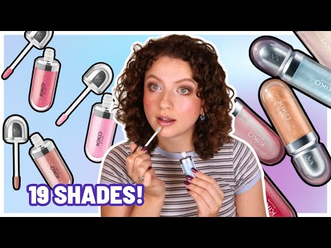 LIP SWATCHES OF KIKO MILANO 3D HYDRA LIP GLOSS  / 19 SHADES!