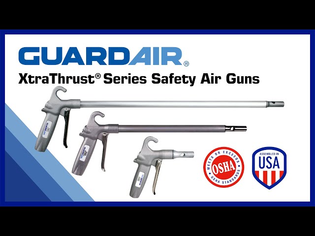 Vídeo relacionado con Guardair Lazer Series Pistola de aire de seguridad con agarre de pistola, boquilla Venturi de aluminio con extensión de 12 pulgadas, entrada FNPT de 1/4 pulgadas, construcción ligera y totalmente