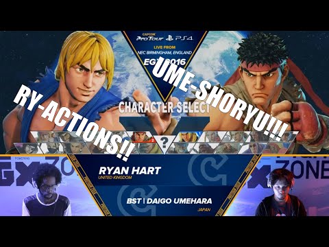 BST Daigo Umehara (Ryu) vs Ryan Hart (Ken) EGX 2016 Capcom Pro Tour Premier. Top 16