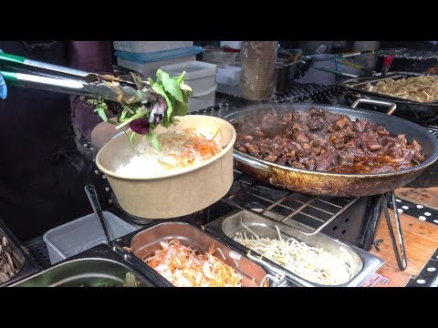 Vietnamese Caramelized Pork, Chicken, Soy and Rice. London Street Food