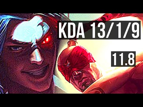 KAYN vs LEE SIN (JUNGLE) | 13/1/9, 900+ games, Legendary, 1.0M mastery | NA Grandmaster | v11.8