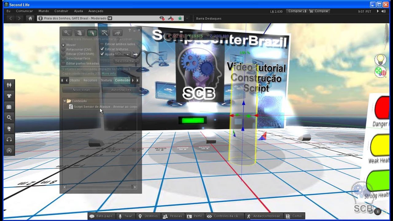Aula 99 - Função llCollisionFilter - Sensor e Barra De Nível de Vida  - Módulo Avançado.