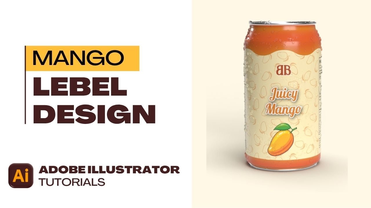 Juicy Mango Label Design Tutorial | Adobe Illustrator Fruit Packaging Design