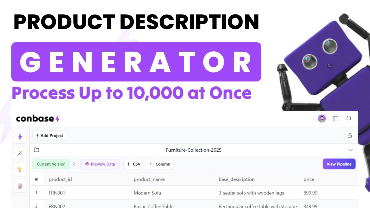 AI Product Description Generator for any System (Conbase.ai)