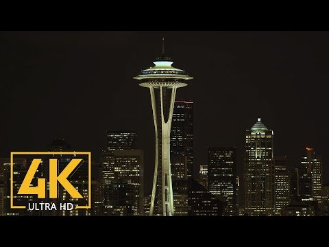 Space Needle at Night and Seattle Night View - 4K Ultra HD Urban Cityscapes Relaxation Video